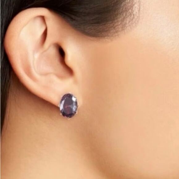 Kate Spade Berry Red Purple Cubic Zirconia Oval Post Earrings - Picture 9 of 12